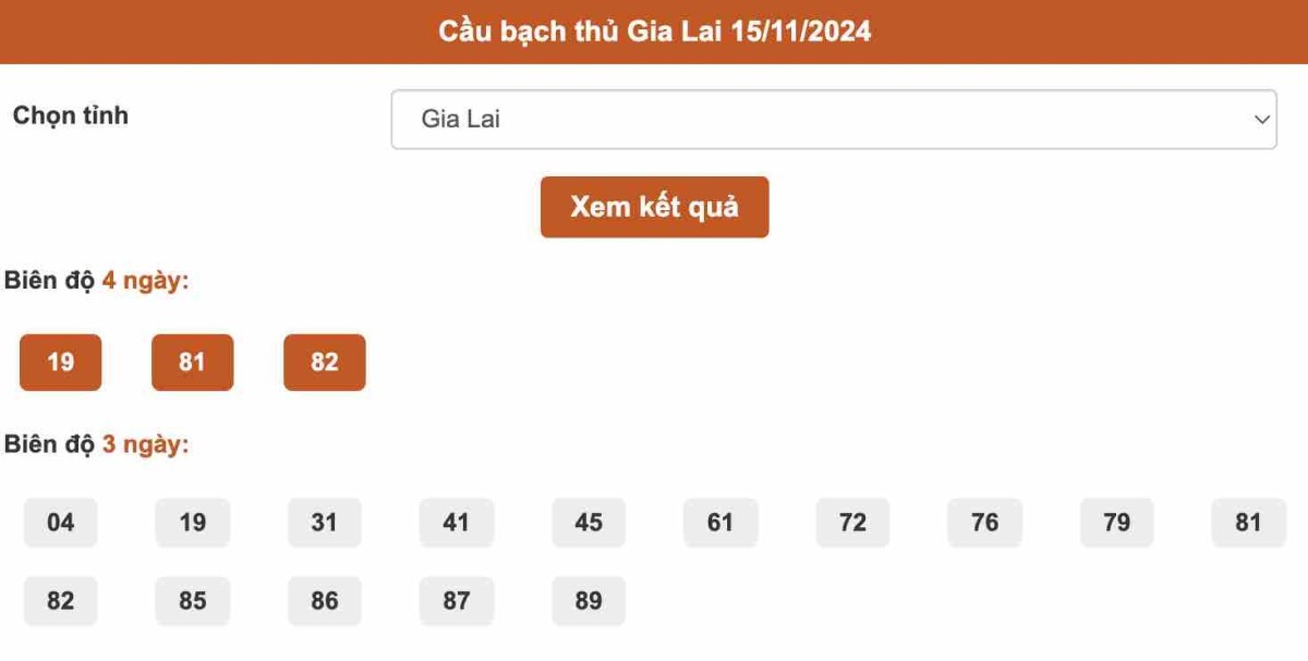 Bạch thủ Gia Lai 15-11-2024