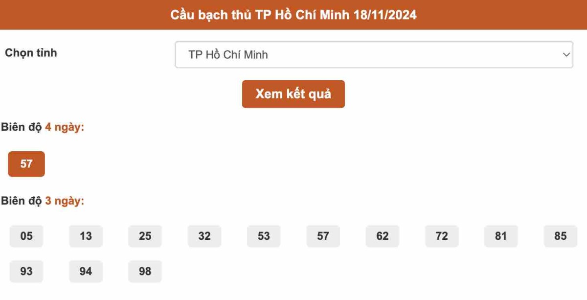 Cầu bạch thủ TP Hồ Chí Minh 18-11-2024