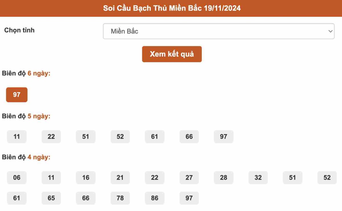 Soi Cầu Bạch Thủ Miền Bắc 19-11-2024