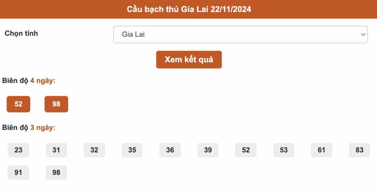 Bạch thủ Gia Lai 22-11-2024