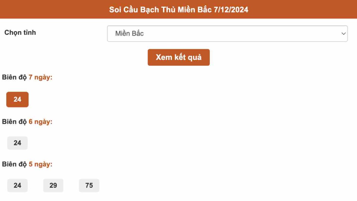 Soi Cầu Bạch Thủ Miền Bắc 07-12-2024